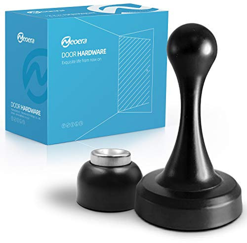 Neoera Tope magnético para puerta (negro), cierre magnético fuerte para puerta abierta, hecho de acero inoxidable de alta calidad, antioxidante, resistente para varios tipos de puertas, montaje en