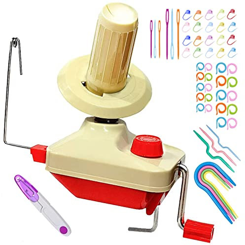 RRigo Kugelwickler, Garnstrickwebstuhl Häkeln Swift Garn Faser Schnur Kugel Wolle Wickler DIY Tool Kit, 1 Garn Kugelwickler + 1PC Schere+53 Stück Maschenstricknadeln