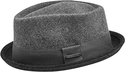 CHILLOUTS Neal Hat Pork Pie Hut Herren - Premium Wollhut Herren Elegant, Pork Pie Hüte Hochwertig Verstellbar, Stilvoller Sommer Männer Hut Langlebig, Grau, S-M EU