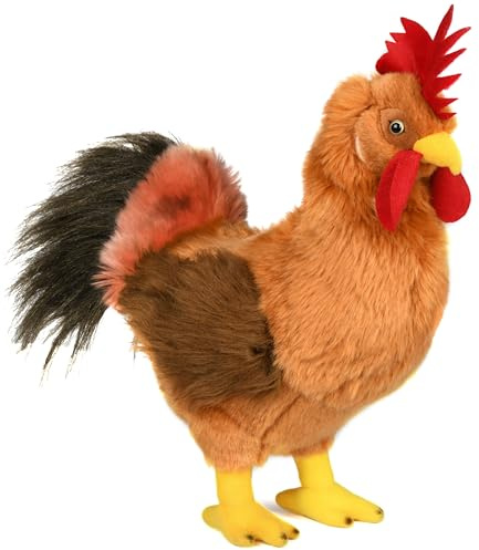 Uni-Toys – Tupp brun – 34 cm (höjd) – plyschkyckling, klocka, fågel – plyschdjur, gosedjur