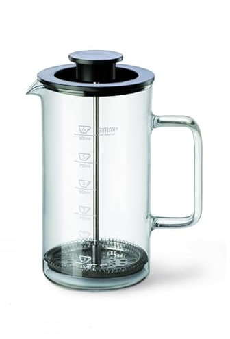 SIMAX Cafetera de prensa francesa, prensa de café de 1 litro, cafetera de vidrio apta para lavavajillas con filtro, vidrio de borosilicato seguro para calor y frío, fácil de limpiar