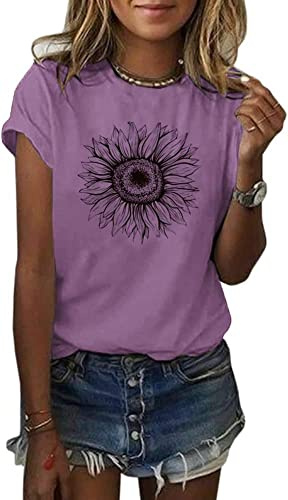 Cicy Bell Maglietta da Donna con Girasole Estiva a Maniche Corte Magliette Larghe T-Shirt da Donna