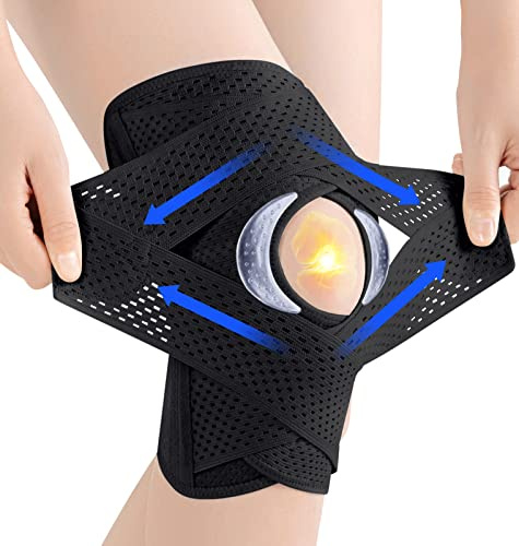 ProWaves Kniebandage für Männer Damen mit Seitenstabilisatoren, Patella Kniebandage für Meniskusriss, Knieschmerzen Lindern, Sport, ACL, Arthritis, Erholung, Kniestütze Verstellbare