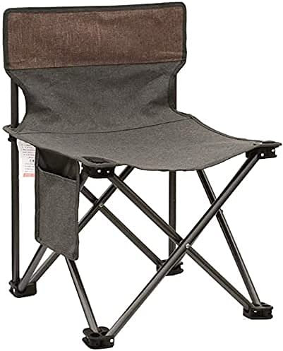 ACiyD Campingstühle für Erwachsene, Garten-Rückenstuhl, klappbarer Campinghocker für den Außenbereich, tragbarer Angelsitz mit Seitentasche, für Picknick, Strand, Wandern, Bequeme Erholung,Gray-M