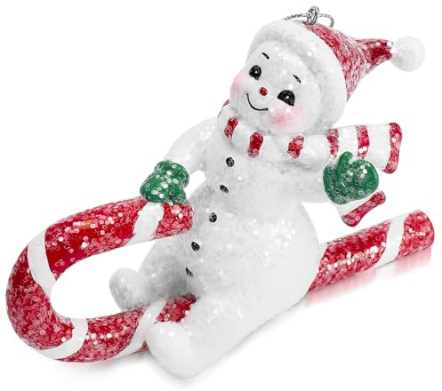 EnrichFun 2025 Figurines Christmas Decorations Resin Décor for Tree Hanging Ornament, Holiday Winter Indoor Home Table Decor Xmas Gifts, Snowman, 4.9 in