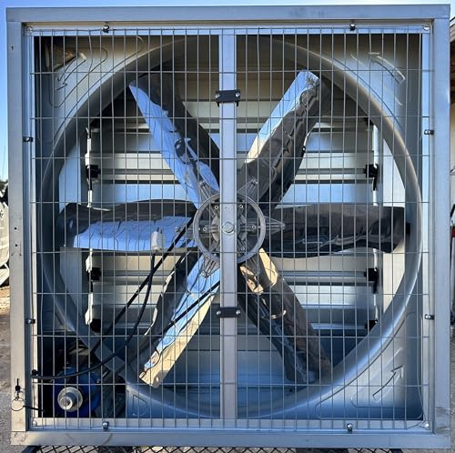 One 40 Belt Driven Greenhouse Exhaust Fan with Shutter, 40 Square Housing, 36 Blade, 18500 CFM, Commercial Agricultural Barn Shop Warehouse Ventilation Fan, 1HP 110V Motor, Open Box Condition