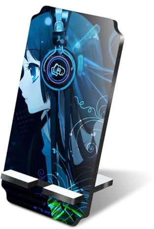 Destination Vinyl ltd 1 x 5mm MDF Mobile Phone Stand - Anime Girl Headphones Technology Wooden Holder for Mobile Phone, Smartphone #50098