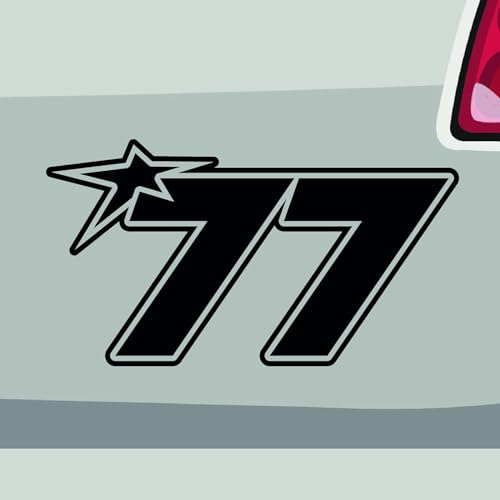 Stickerfreaks Startnummer 77 Aufkleber Rennnummer Sticker Skin Decal Auto Bike Decal Vinyl Aufkleber Größe: 14x8cm (M) | Farbe: 70-schwarz | Rennnummer Sticker Kleber Deko Tuning Startnummer