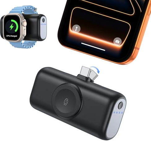 3 in 1 Mini Powerbank USB C für iPhone,5000mAh Klein Power Bank für iWatch,Kompatibel mit iPhone 17 16 15,Samsung S26 S25 S24 S23, Huawei, Airpods, Zubehör für Apple Watch Ultra 11 10 9 8 7 6 SE