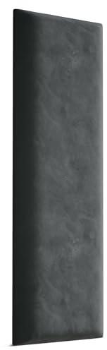 Muralo Wandkissen Gepolstert, Magic Velvet, Wandpolster - 70x15 cm, Graphit | Wandpaneel, ideal als Bettkopfteil oder Lendenkissen - für Schlafzimmer und Wohnzimmer, einfache Anbringung mit Montagekleber
