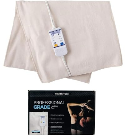 Professional Grade Heating Pad with Automatic Moist Heat by Thermotech, High-Heat Heating pad for Deep Penetrating Heat - 2nd Gen Version (Extra Large King Digital - 26 by 14)