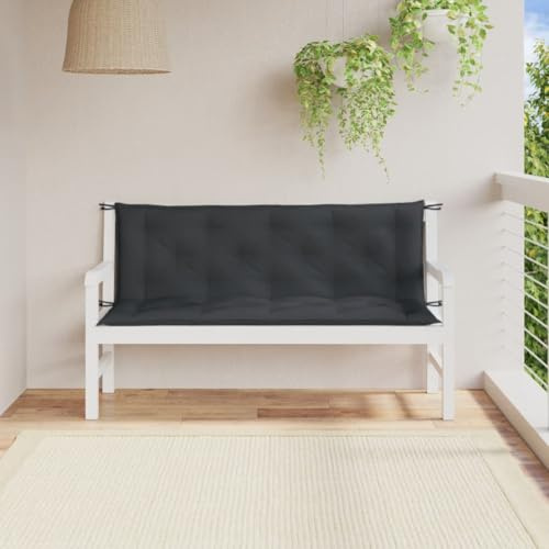 Homgoday Gartenbank-Auflagen 2 STK. Bankauflage Bankpolster Bankkissen Sitzkissen Rückenkissen für Bank Gartenbankauflage Rutschfestes Design Melange Anthrazit 150x50x7 cm Stoff