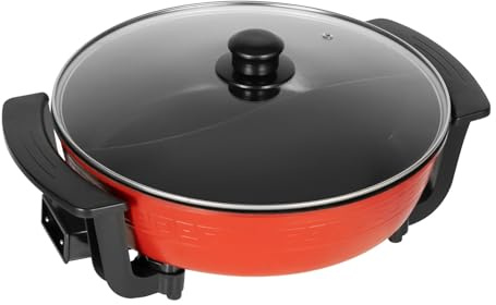 6L Double pot Yin et Yang fondue Chinoise Hot Pot Electrique multifonctionde haute qualité antiadhésive pot 1360W avec Diviseur Wok electrique ROUGE