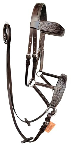 Kayfcrafts Riendas de cuero aceitado para caballo, con brida sin pedazos, color marrón