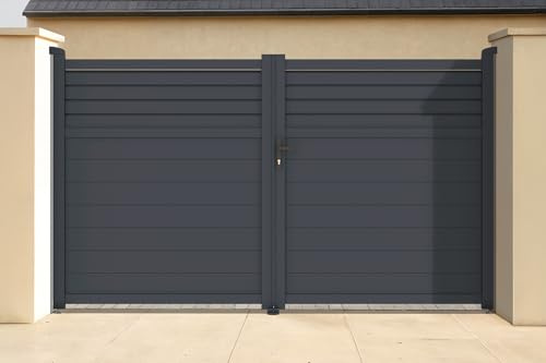 Casanoov Doppelflügeltor aus Aluminium 4m CARPATIA H.180cm grau