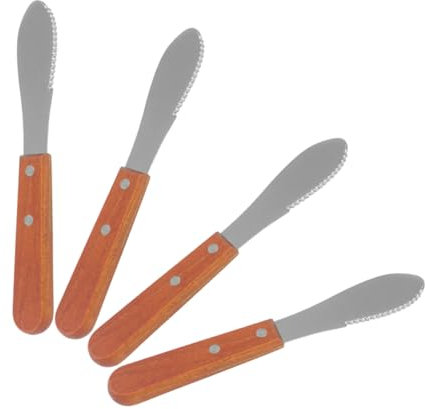 Amosfun 4 Stück Käsemesser Mit Holzgriff Sandwichverteiler Brot Marmelade Streuer Käsestreuer Käseschneider Praktischer Honigstreuer Werkzeug Zum Backen Von Käse Rostfreier Stahl