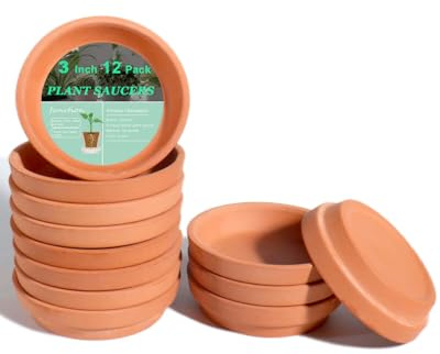 vensovo Lot de 12 mini soucoupes en terre cuite de 7,6 cm pour plantes d'intérieur et d'extérieur, petits plateaux en argile parfaits pour pots de fleurs de 5,1 cm et 6,3 cm