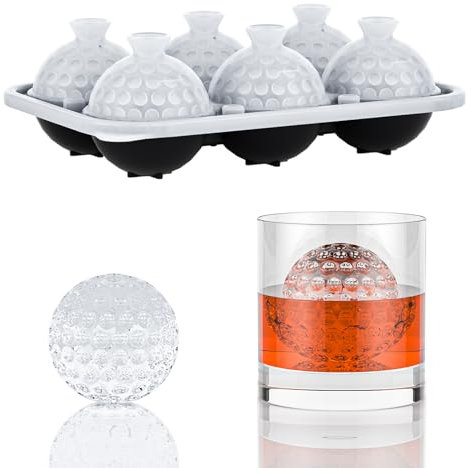 6 Chamber 2.2 3D Golf Gifts Ice Cube Tray With Funnel,Large Ice Ball Maker Mold Silicone Fun Shapes Bourbon Ice Cube Molds,For Chilling Whiskey,Cocktails,Bourbon,Brandy and Beverages