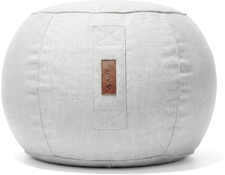 Aiire Puff Exterior Jardín Moderno - Sillón Puf con Relleno Incluido para Piscina, Terraza o Salón - Tejido Premium Resistente al Agua y Rayos UV - Reposapiés Puff a Juego Beige
