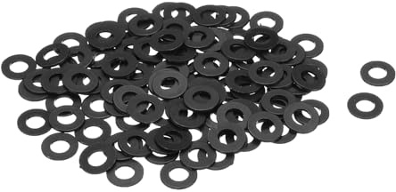 QUARKZMAN 120Pcs Rondelles Plates en Nylon M6 6mm ID 12mm OD 1mm Épaisseur Rondelle Plate Joints en Caoutchouc Feuille Plastique Attache d'Étanchéité Entretoise Bague, Noir