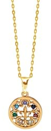 TALISMAN JEWELLERY Pendentif en plaqué or 3 microns 18 carats et zircons multicolores - Fleur de lys (15 mm), 15 MM, Zircone cubique Plaqué or Zircone cubique, Non applicable