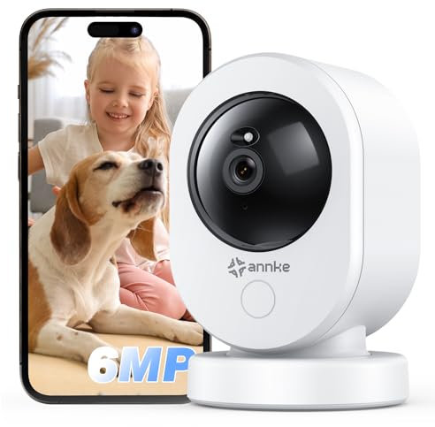 ANNKE 3.5K/6MP – Telecamera di Sicurezza WiFi Interna, Telecamera Intelligente Doppia Banda 2.4/5GHz con PTZ 360°, Audio Bidirezionale, Rilevamento Persone, per Sorveglianza Bambini/Animali Domestici