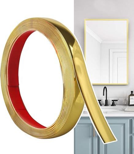Hengrongshen Moulure Décorative Autoadhésive Doré Mat (6M x 2cm) Peler et Coller, Bandes Murales en PVC Flexibles, idéales pour Mur, Miroir, Plafond, Sol, Armoire, Carrelage, Bords, Moulures DIY