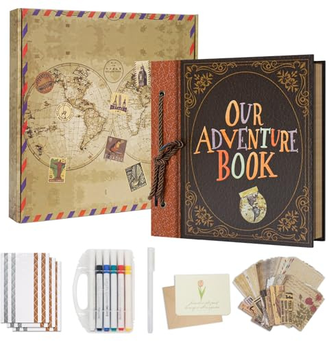 Remowith Kit per Album di Ritagli, 25,5 x 25,5 cm Fai da Te con Copertina Rigida in Carta Kraft con 20 Fogli e 40 Pagine, Regalo Creativo per Anniversario, Matrimonio, Compleanno, Viaggio
