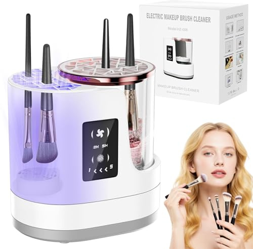 AURIVEE Nettoyeur Pinceau Maquillage,Machine Nettoyage Électrique avec Séchoir & Support - Laveur Pinceau Automatique USB pour Toutes Tailles Pinceaux Cosmétiques & Beauty Blender, Arrêt Auto 5 Min