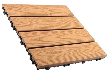 omiinitio Lames de terrasse imprégnées en bois composite résistant au soleil revêtement de sol sûr pour enfants animaux domestiques installation rapide des carreaux de jardin