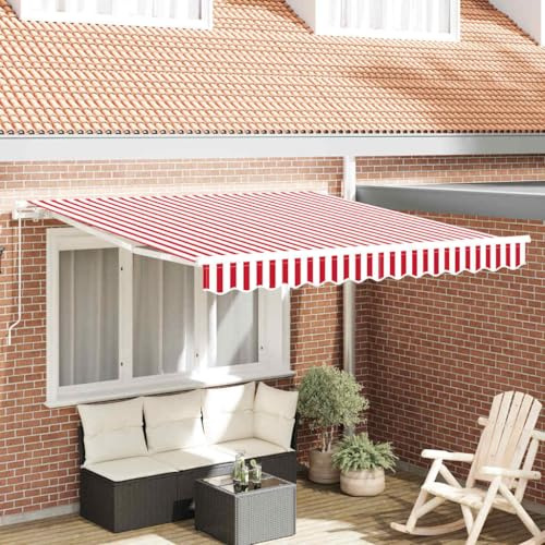 Generico Tenda Retrattile Rigato Rosso e Bianco 300 x 250 cm,Rosso,19.07kg,3329979
