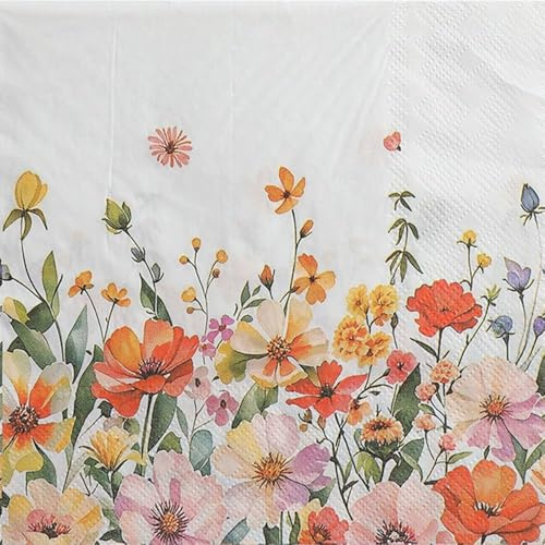 Leimdu Flower Paper Napkins,Luncheon Party Napkins Serviettes 40 Count 2-Ply, 13 x 13 Inch