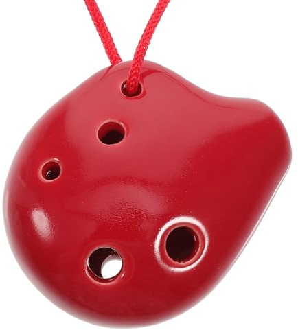 Gatuida 6 Loch Okarina Musikinstrument Kleiner Keramik Handbemalt für Anfänger mit Noten und Schlüsselband Alto C Zufällige Farbe Zufällige Farbe