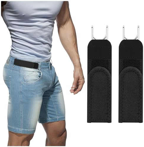BELTROAD Gürtel ohne Schnalle Herren mit Metallhaken Schnallenloser Gürtel | Elastisch Gürtel ohne Löcher, Seiten Taktischer Gürtel Herren für Jeans Hosen, 2Pack Stretchgürtel Klettgürtel Schwarz