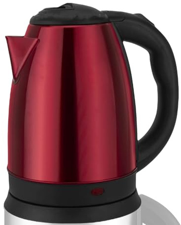 Hervidor Rojo Eléctrico 1,7L 1500W – Acero Inoxidable Rojo – Base 360° Inalámbrica – Apagado Automático y Protección Contra Sobrecalentamiento