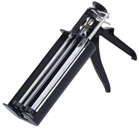Pistola de calafateo de doble cartucho para componentes duales (relación de mezcla 1:1) hasta 450 ml, pistola aplicadora manual de calafateo para adhesivos, selladores, epoxi, negro
