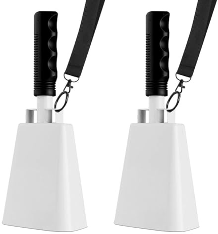 Akfldms 9 Stahl Kuhglocke 2pcs Cowbells Lärmmacher Jubeln Handglocke mit Handgelenkriemen für Sportveranstaltungen