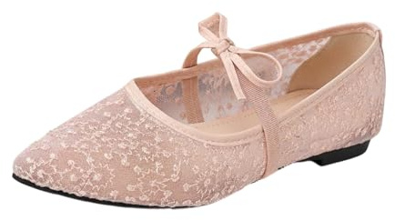 YOSUWOAI Chaussures traditionnelles pour femme - Ballerines légères à enfiler - Élégantes - Douces - Orthopédiques - Chaussures de danse décontractées - Respirantes - Chaussures d'été à enfiler