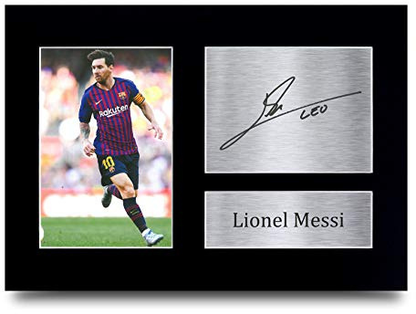 HWC Trading Lionel Messi A4 Ungerahmt Signiert Gedruckt Autogramme Bild Druck-Fotoanzeige Geschenk Für Barcelona Fußball Fans