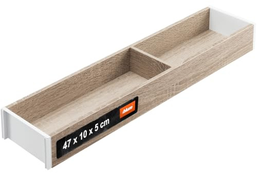 Blum AMBIA-LINE Schubladen-Organizer Holzdekor 47×10×5 cm | Bardolino Eiche | Antirutsch-Füße – sicherer Halt ohne Kleben | Besteckeinsatz & Trenner aus Holzdekor | Für Küche, Bad & Kleiderschrank