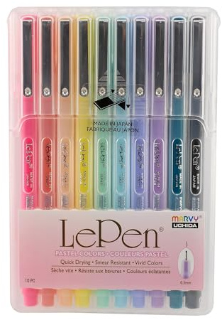Uchida LePen® Micro-Fine Point Pen, Pastel, 10 Colors