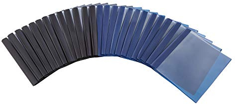 Amazon Basics Letter Size Clear Front Report Covers with Metal Prong Fasteners for Documents, 25-Pack, Assorted Black and Navy