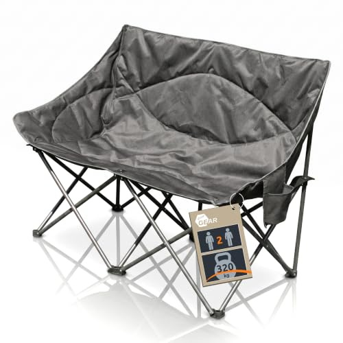 your GEAR Campingsofa Modena XXL Campingstuhl - großes 2 Mann Camping-Sofa, Outdoor Klappstuhl mit 2 Getränkehaltern