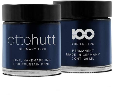 Otto Hutt dokumentenechte Tinte im Glas 156-11404 in der Farbe Blau - für alle Füllfederhalter geeiget - Inhalt: 30ml