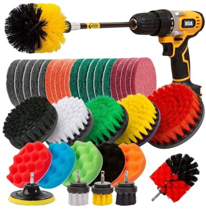 Drill Brush Attachments Set,37pcs Power Scrubber Drill Brush Kit with Scrub Pad Sponge Polishing Pads for Bathroom Shower Scrubbing,Carpet Cleaning,Grout Scrubbing,and Tile Cleaning