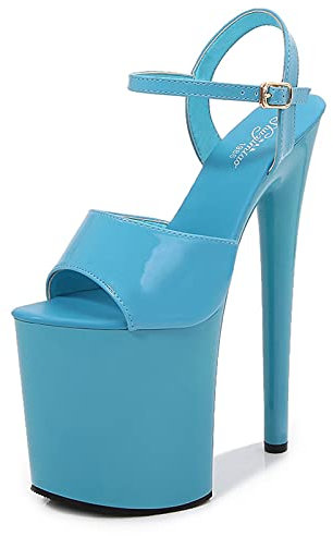Damen Sandalen 20Cm High Heels Sexy Stripperin Bühnenperformance Pole Dance High Heels Nachtclub Partytanz High Heels Plus Size Unisex,Blau,39 EU