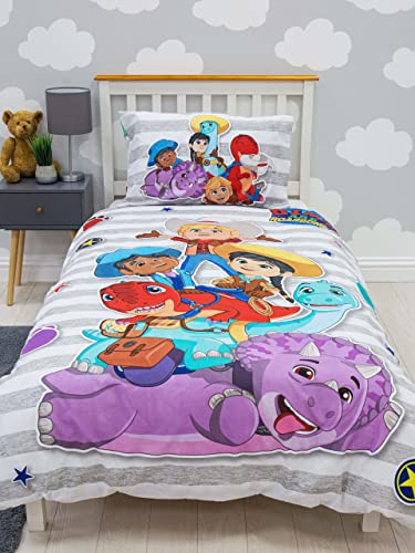 Dino Ranch Single Bedding Duvet Cover Set, Officially Licensed | Reversible 2 Sided Sticker Design with Matching Pillowcase, Polycotton