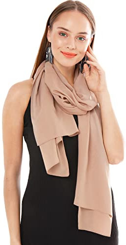 Chiffon Schal Damen Helles Taupe - Seidenweich und Federleicht - Eleganter Halstuch Schal - Polyester Tuch Halstuch Frühling Sommer - Pflegeleichtes Schaltuch - Damenschal Leicht (Helles Taupe)