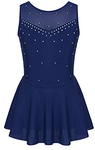 JEATHA Mädchen Glänzend Strass Eiskunstlauf Kleid Tanzkleid Ärmellos Ballettkleid Tüllkleid Rollschuh Sakter Kleider Ballett Trikot Tanzkleidung