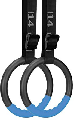 BOOSTEADY Profi Turnringe Set – Gymnastikringe mit 4,6m verstellbarem Nylonband, rutschfeste ABS Klimmzug Trainingsringe für Indoor & Outdoor (bis 1200 lbs) | Fitnessringe für Kinder Erwachsene, Blau